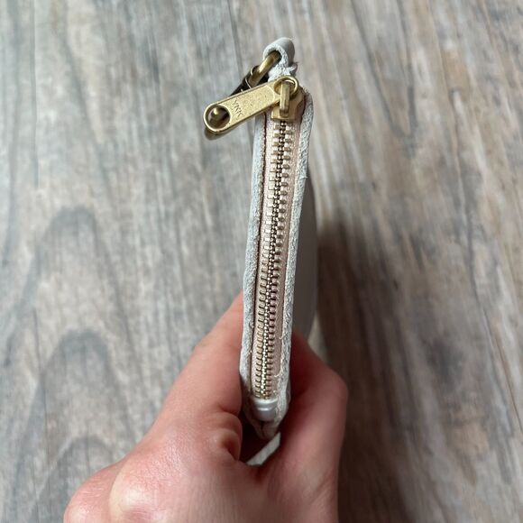 Portland Leather Heart Pouch Bag Key Chain White Leather Zip Clip Hook - Picture 3 of 6